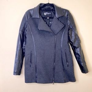 The Fillmore Wool Blend Faux Leather Women’s Full Zip Jacket Size Medium